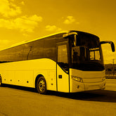 Bus on a road ready for travel.
